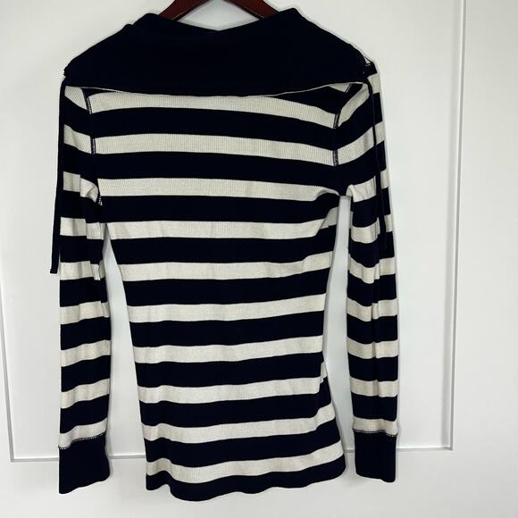 Vintage Ralph Lauren Striped Waffle Knit Thin Pullover Long Sleeve Shirt Side S - Picture 3 of 5
